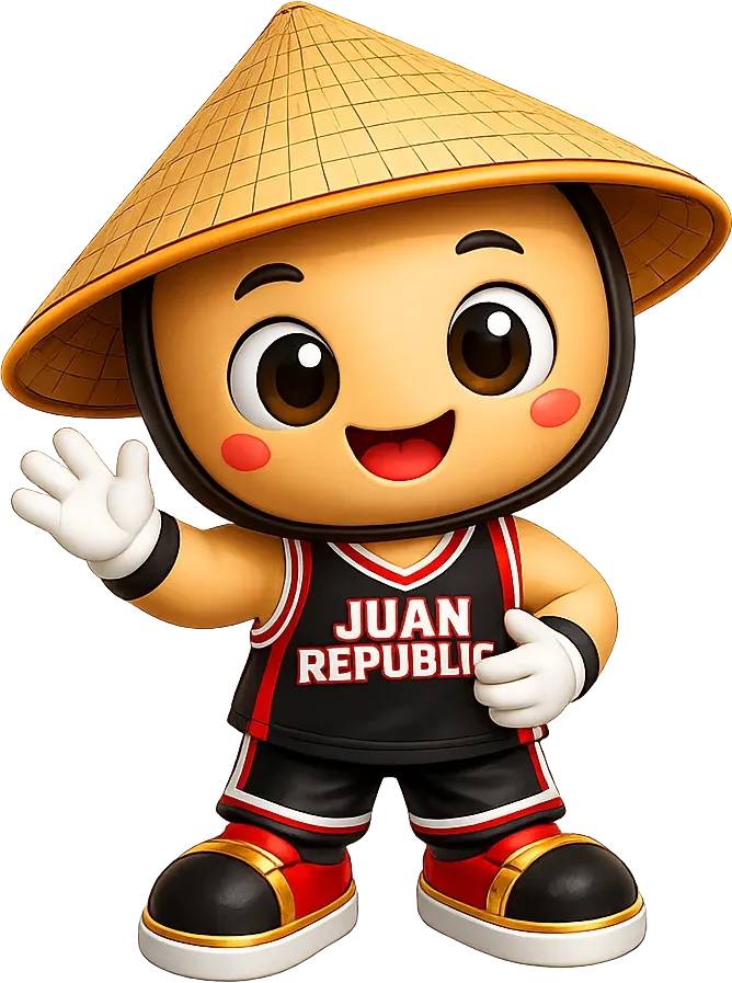 JuanZone mascot wearing a traditional Filipino salakot